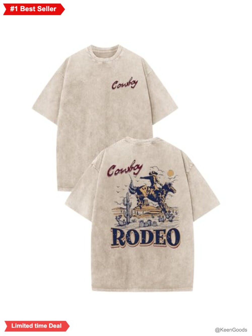 Men Vintage Western Cowboy Graphic T-Shirt Cotton Blend